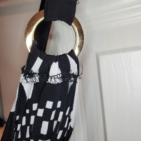 Vince Camuto Geo Stripe Black White Maxi Dress Sz SP - Picture 8 of 10